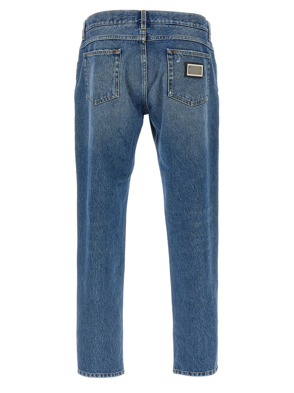 Blue Cotton Straight-Leg Jeans