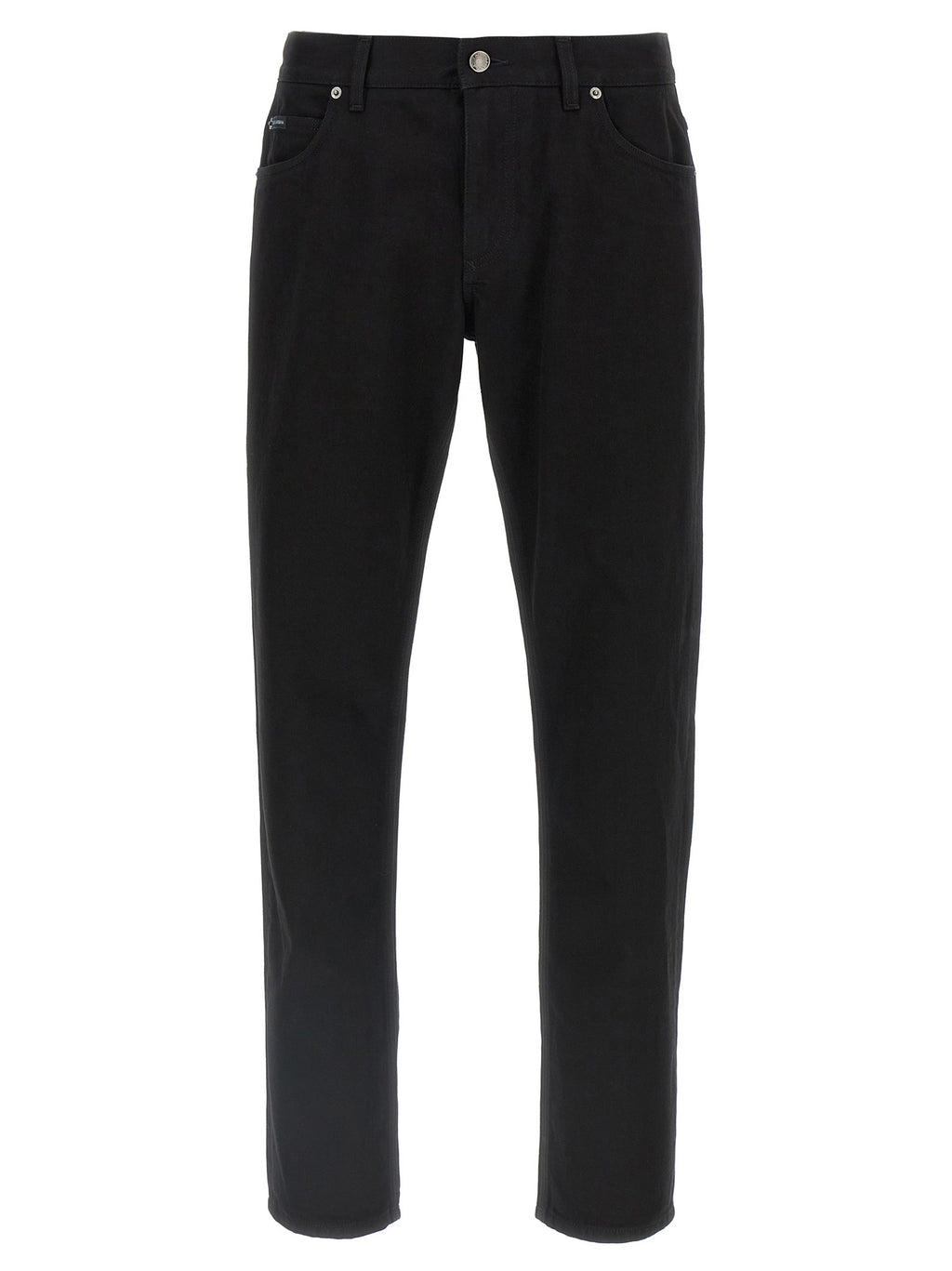 Black Cotton Straight-Leg Jeans