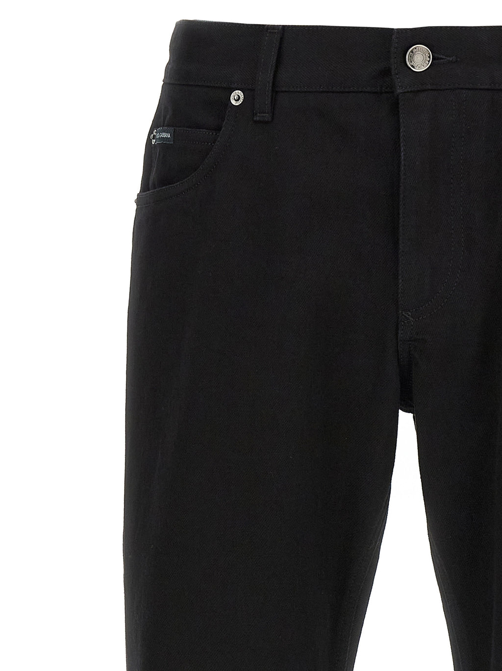 Black Cotton Straight-Leg Jeans