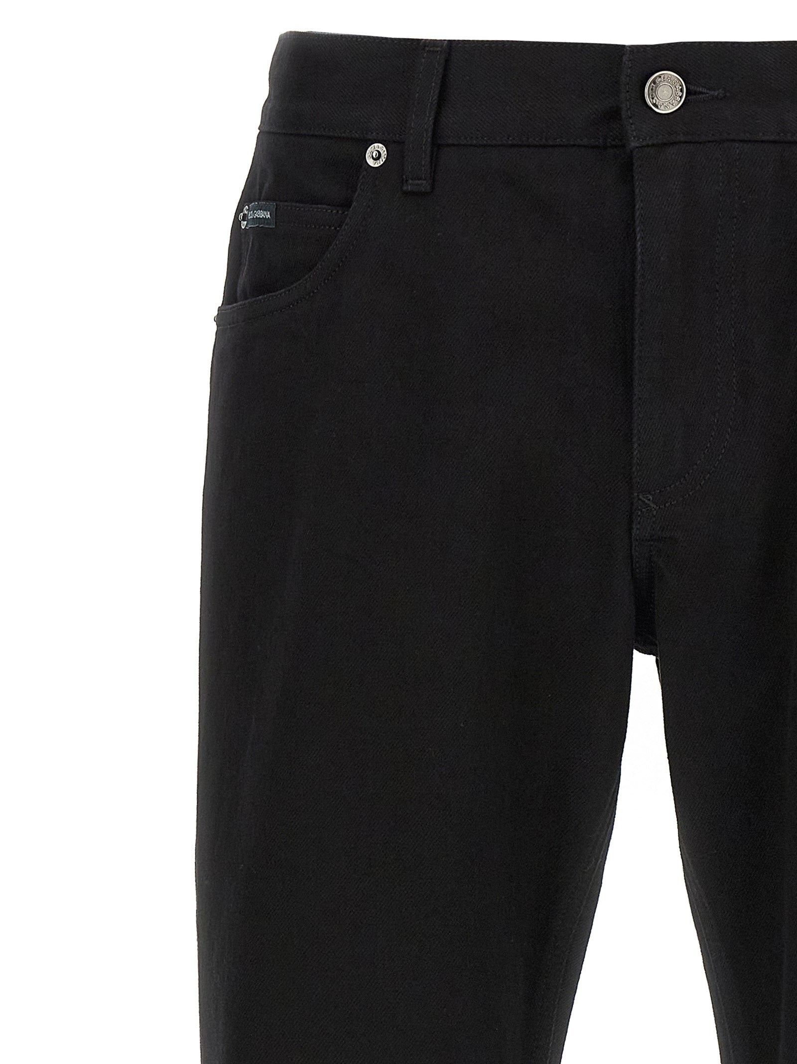 Black Cotton Straight-Leg Jeans