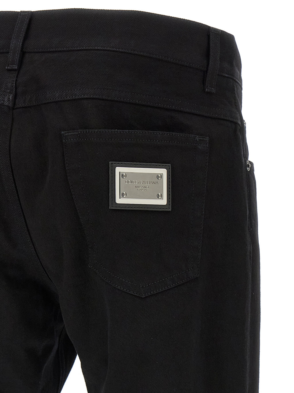 Black Cotton Straight-Leg Jeans