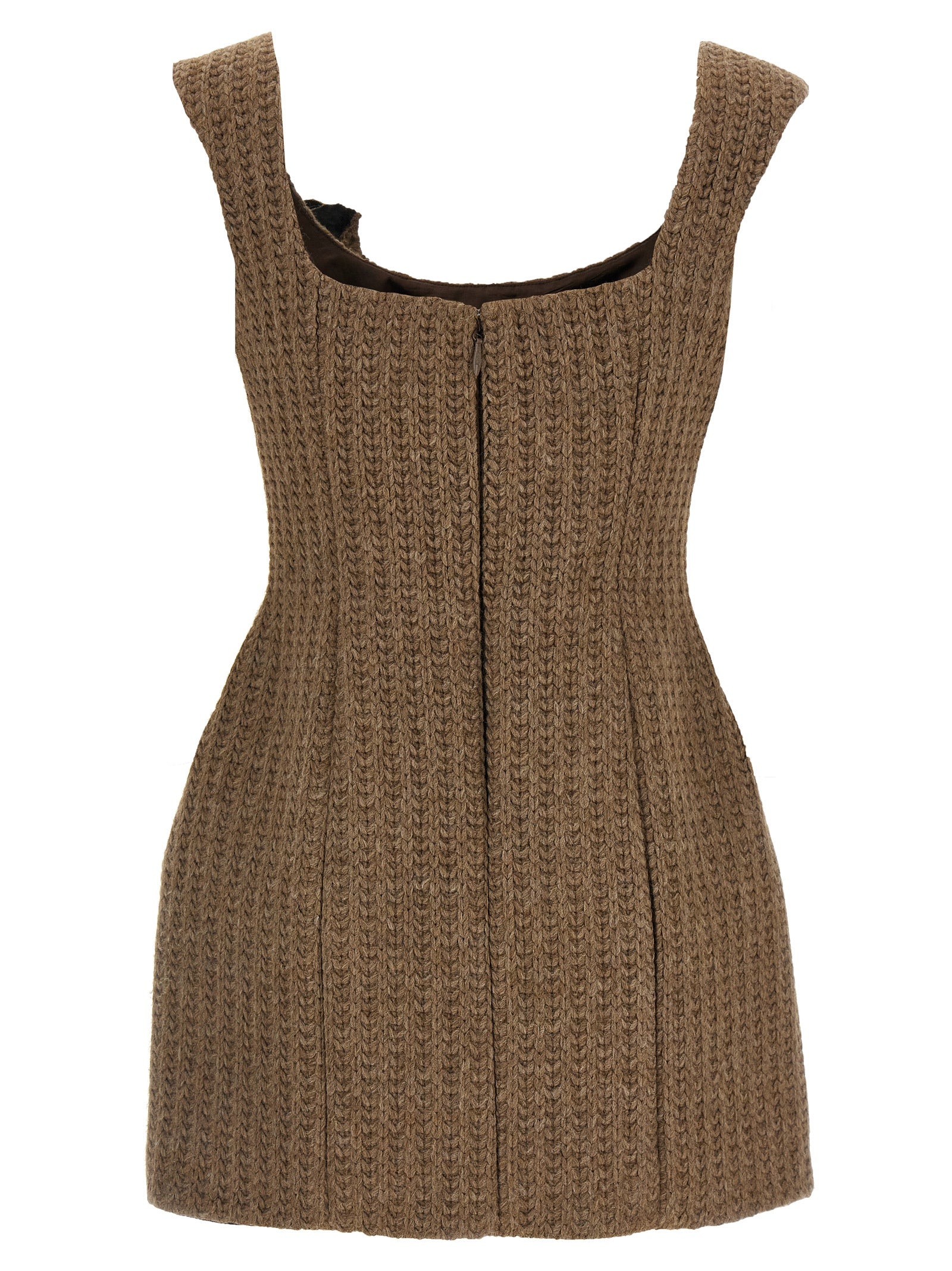 Brown Marabou Short Dress
