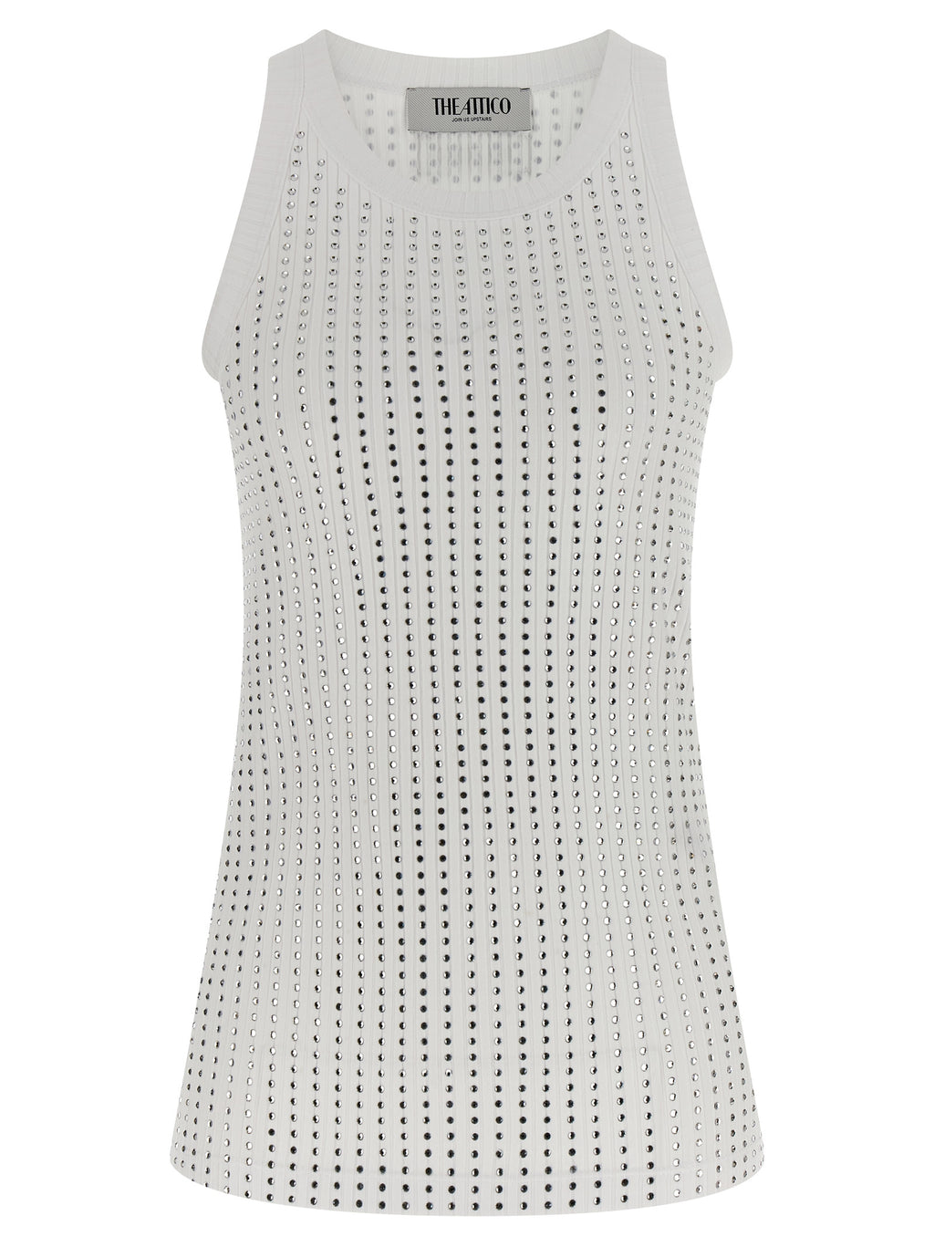 White Cotton Sleeveles T-Shirt