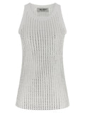 White Cotton Sleeveles T-Shirt