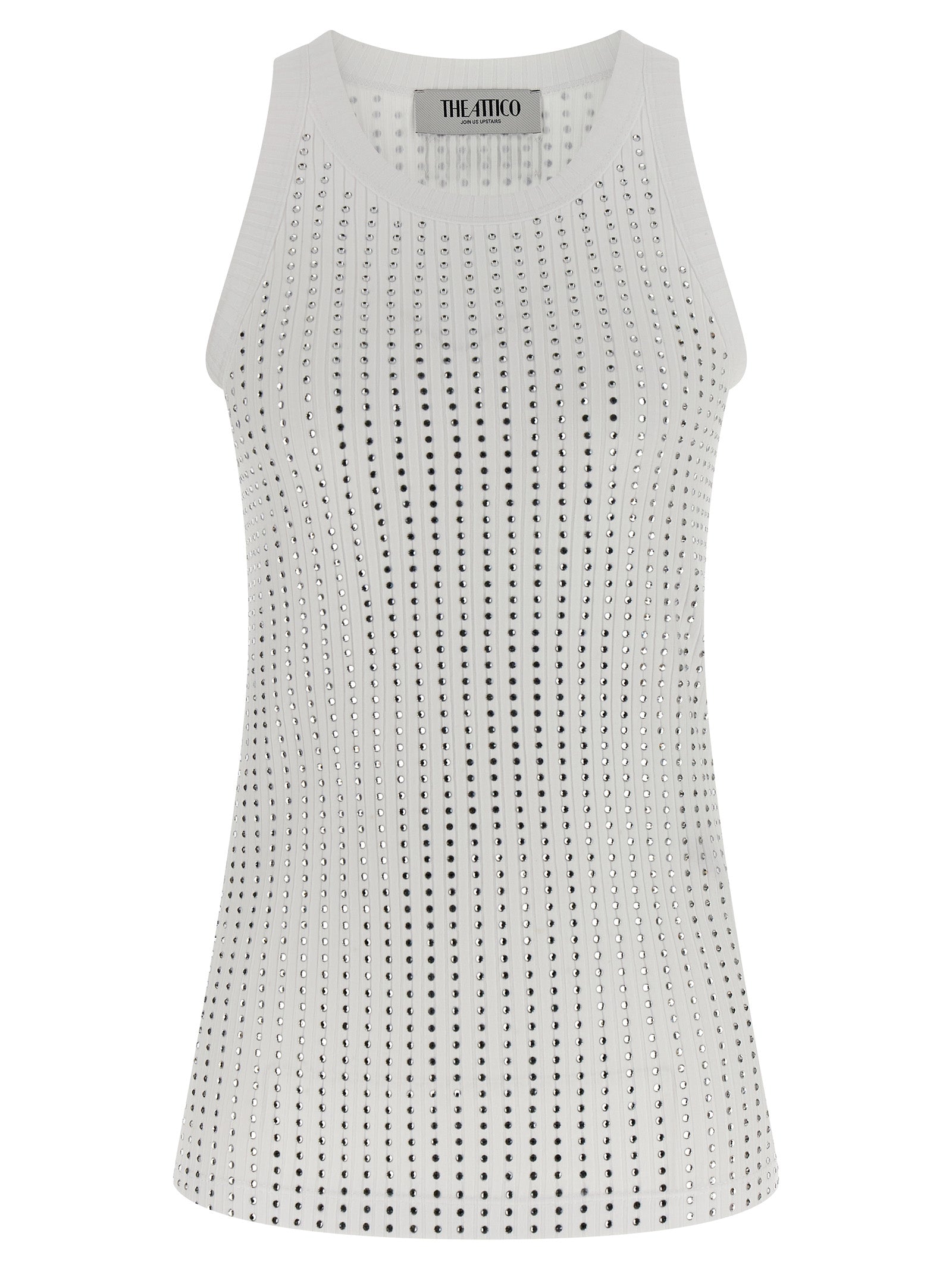 White Cotton Sleeveles T-Shirt
