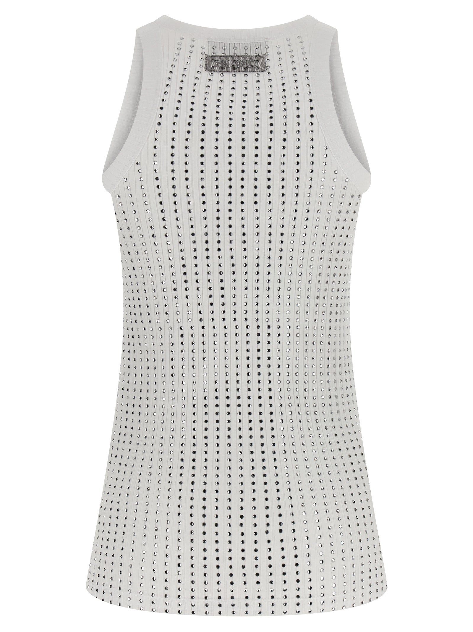 White Cotton Sleeveles T-Shirt