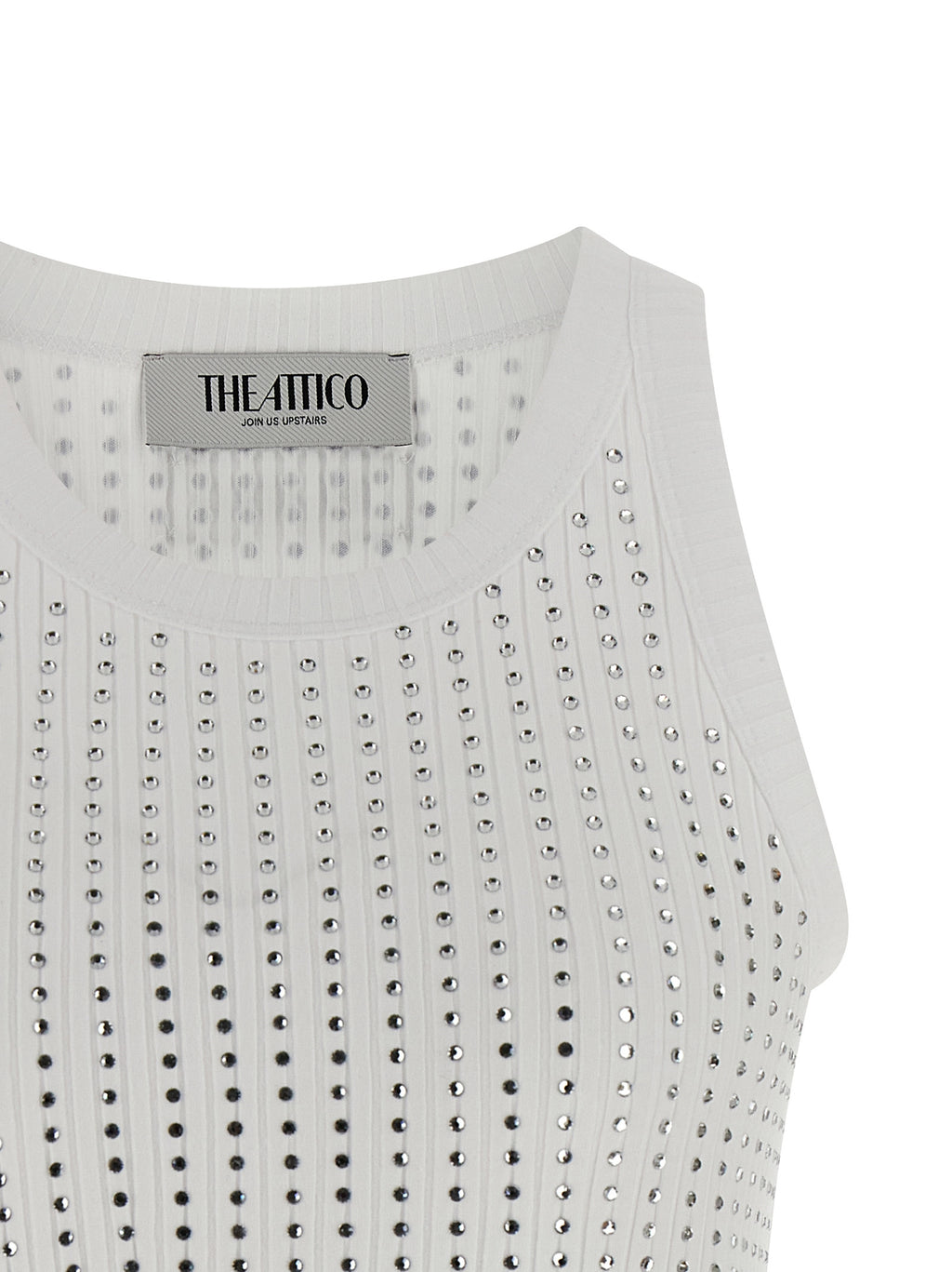 White Cotton Sleeveles T-Shirt