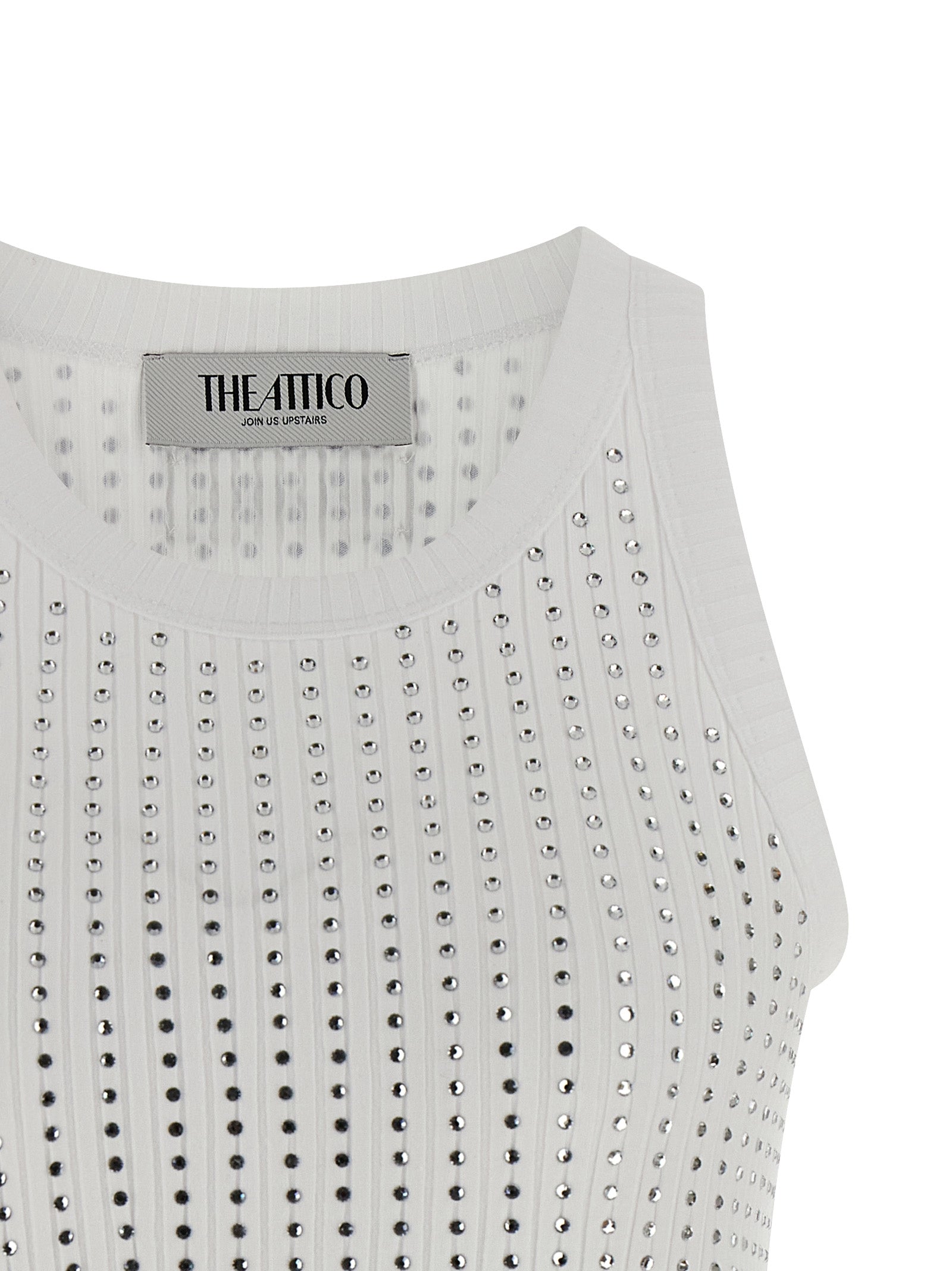 White Cotton Sleeveles T-Shirt