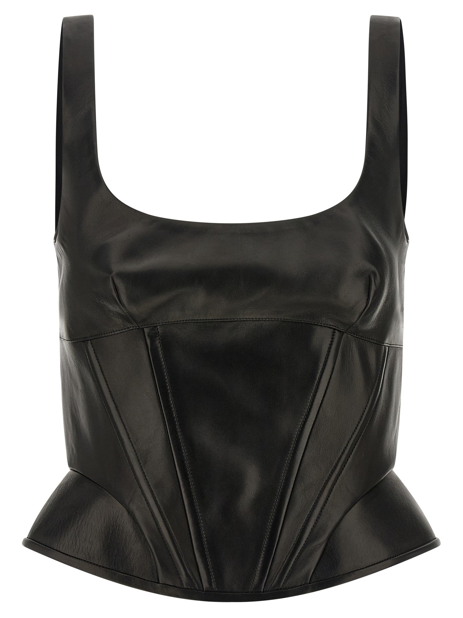Black Lamb Leather Tank Tops