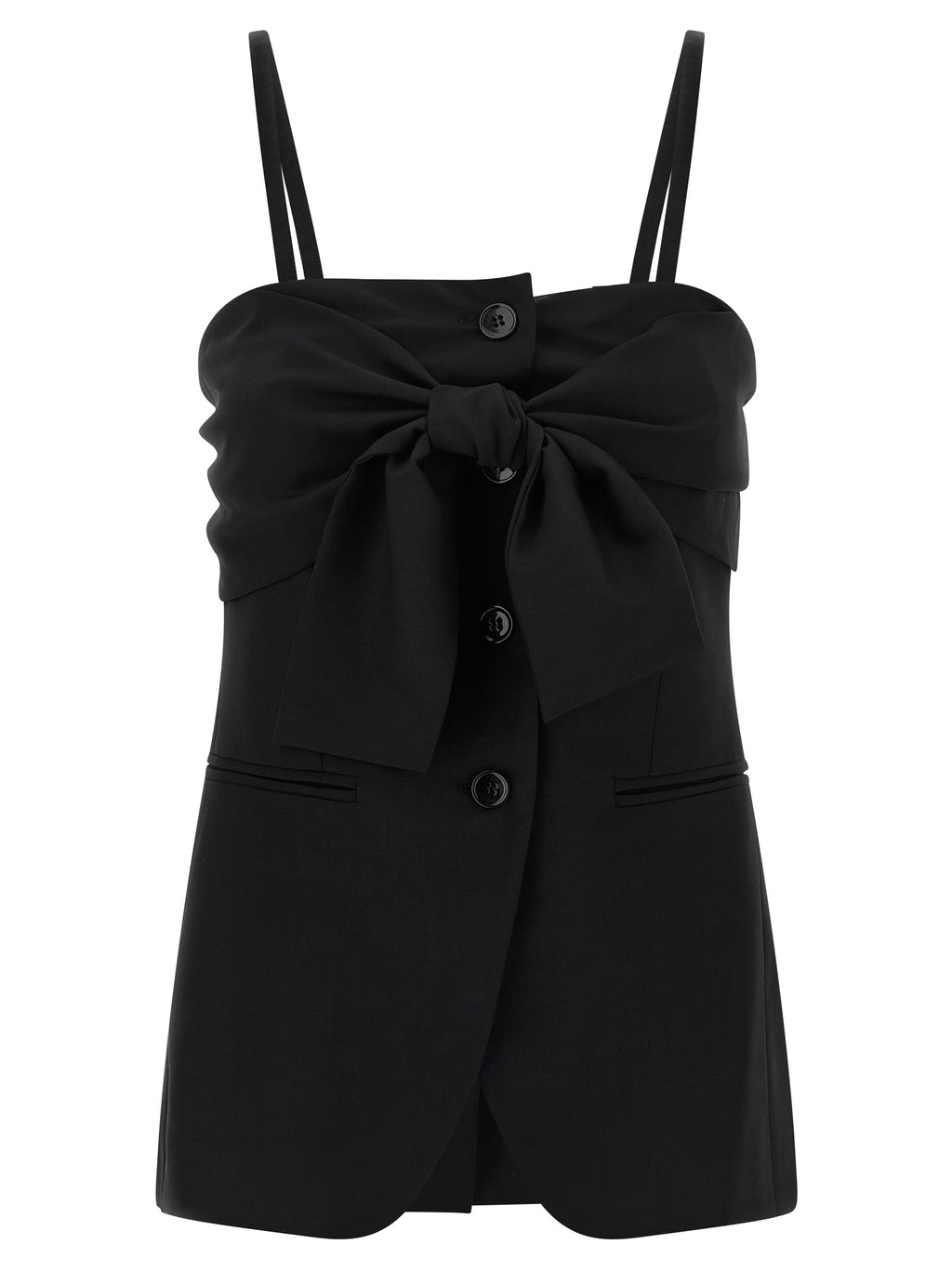 Black Virgin Wool Tank Tops