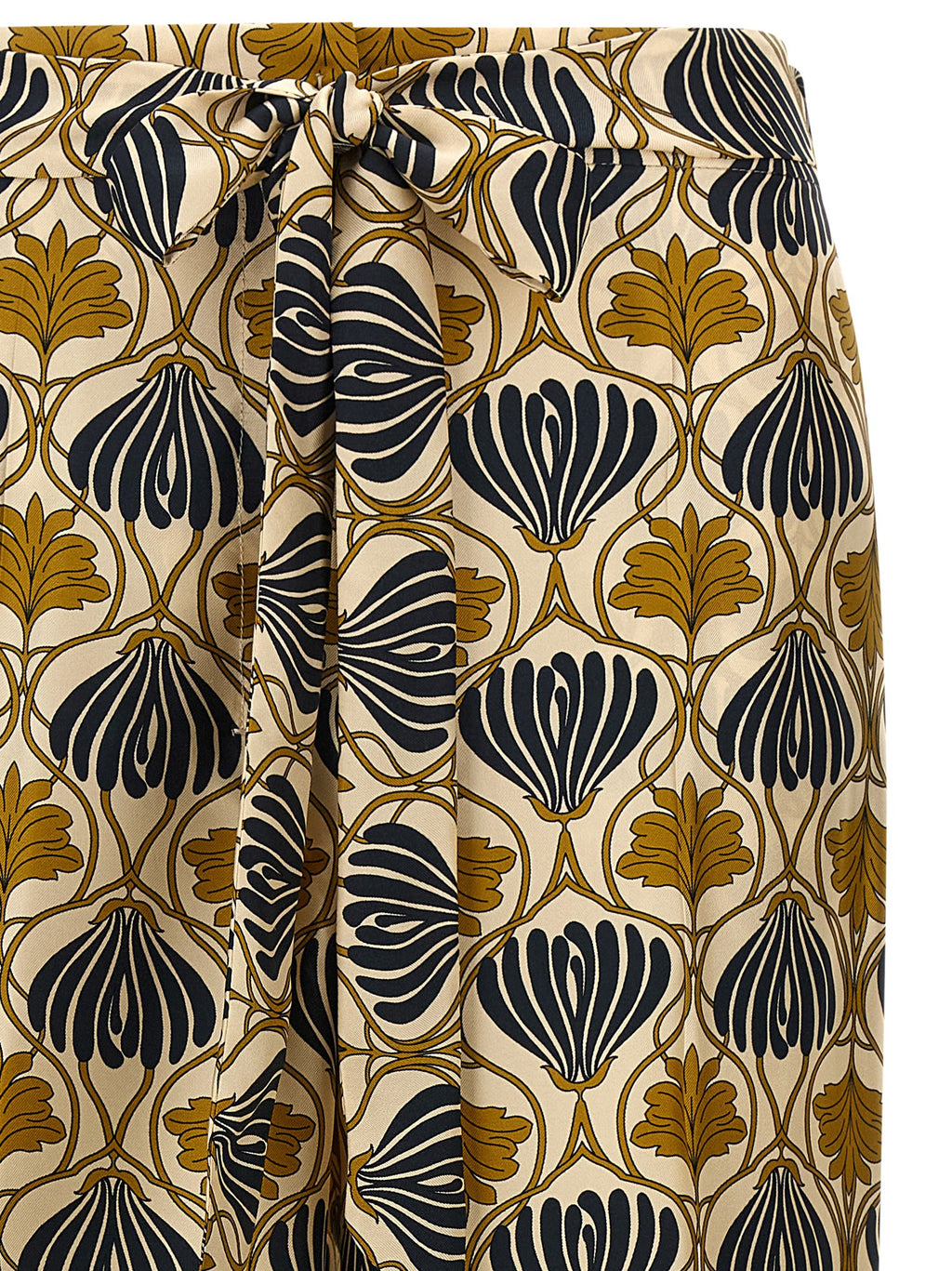 Bicolor Silk Casual Pants