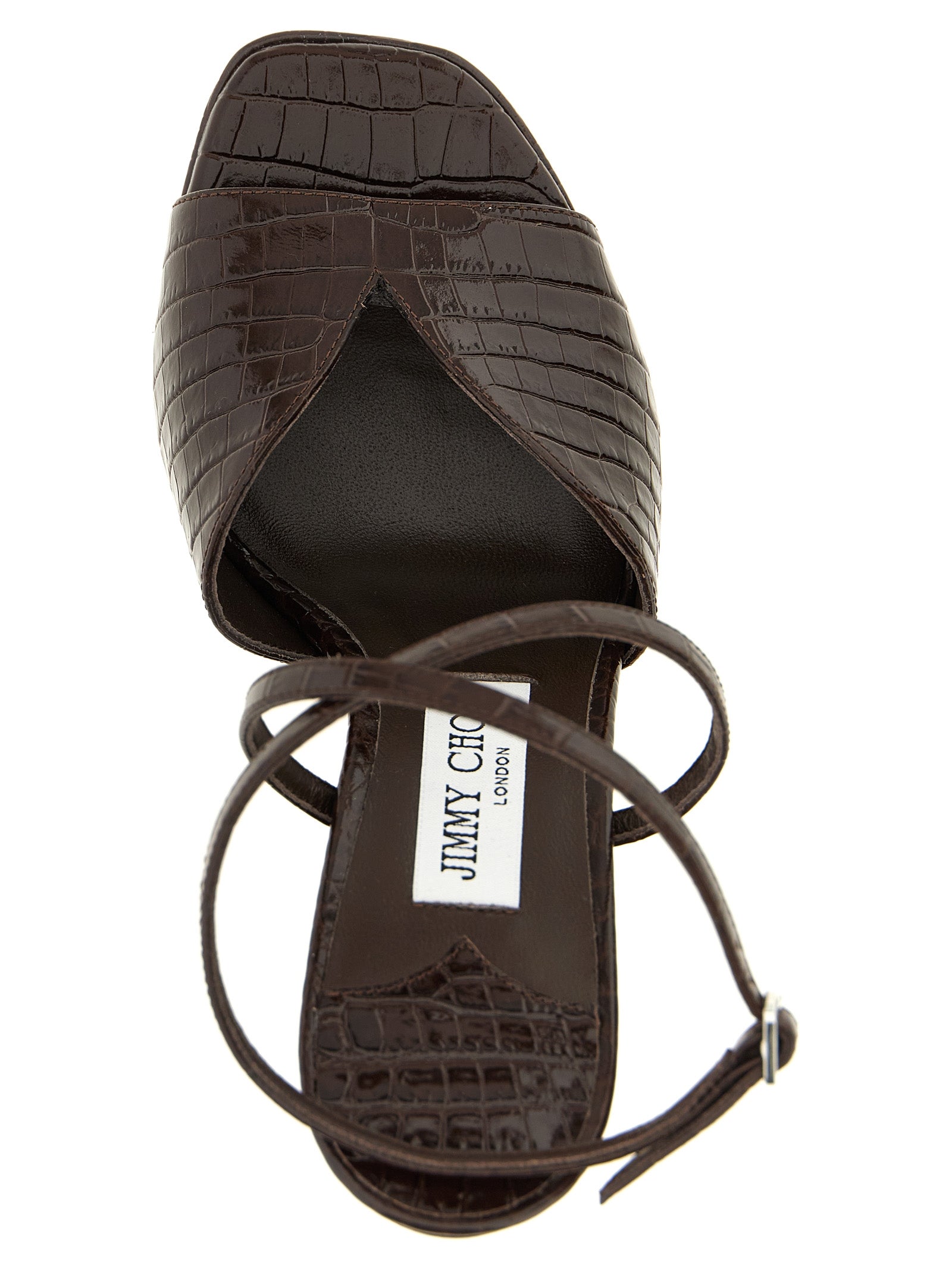Brown Leather Stiletto Heel Sandals