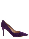 Purple Suede Leather High Heel Pumps
