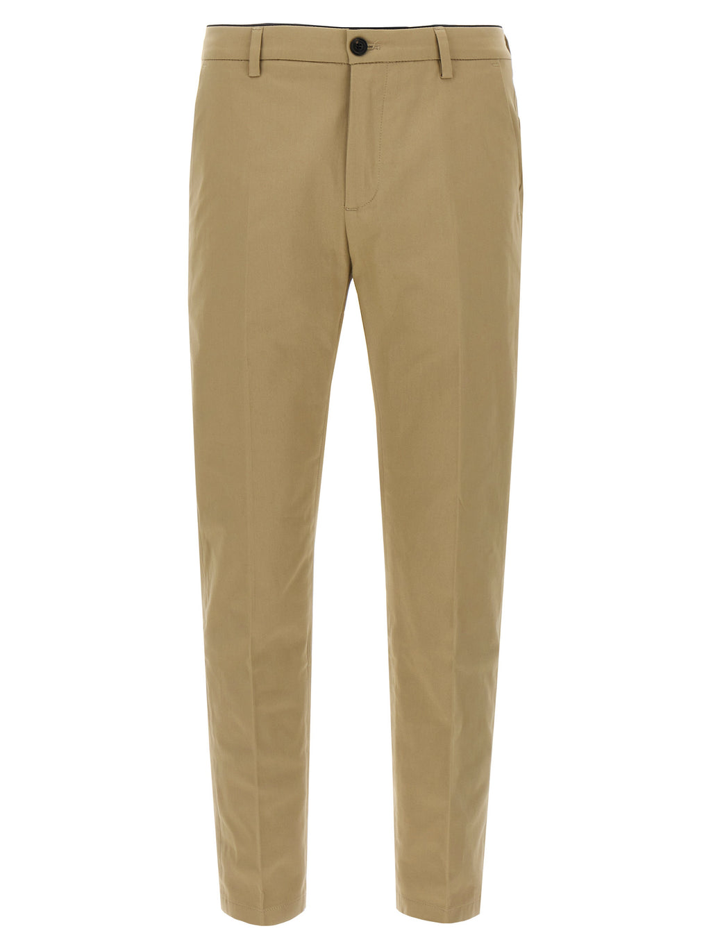 Beige Cotton Cropped Pants
