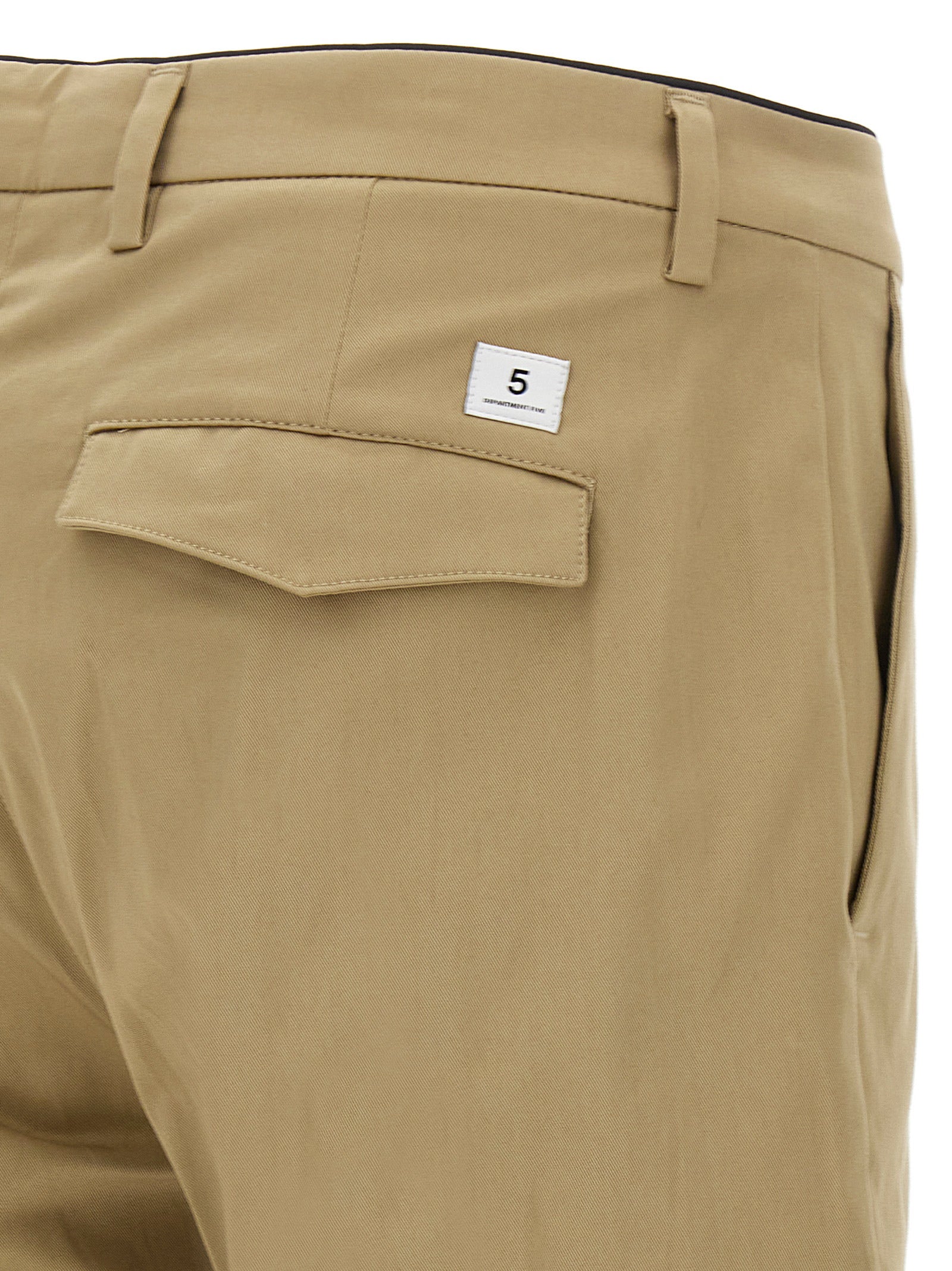 Beige Cotton Cropped Pants