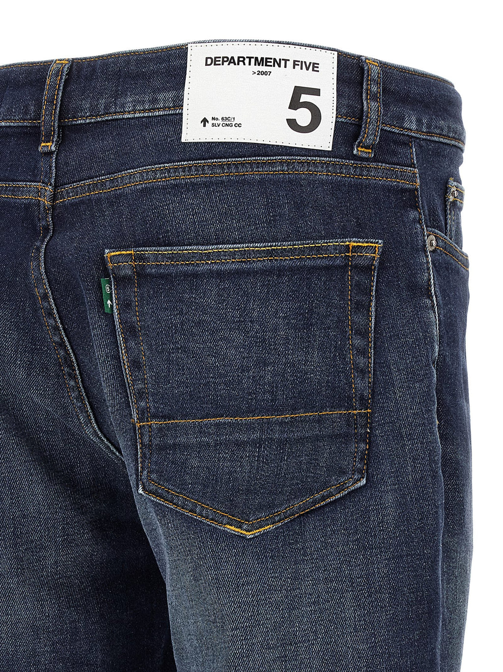 Blue Cotton Straight-Leg Jeans