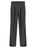 Gray Polyester Casual Pants