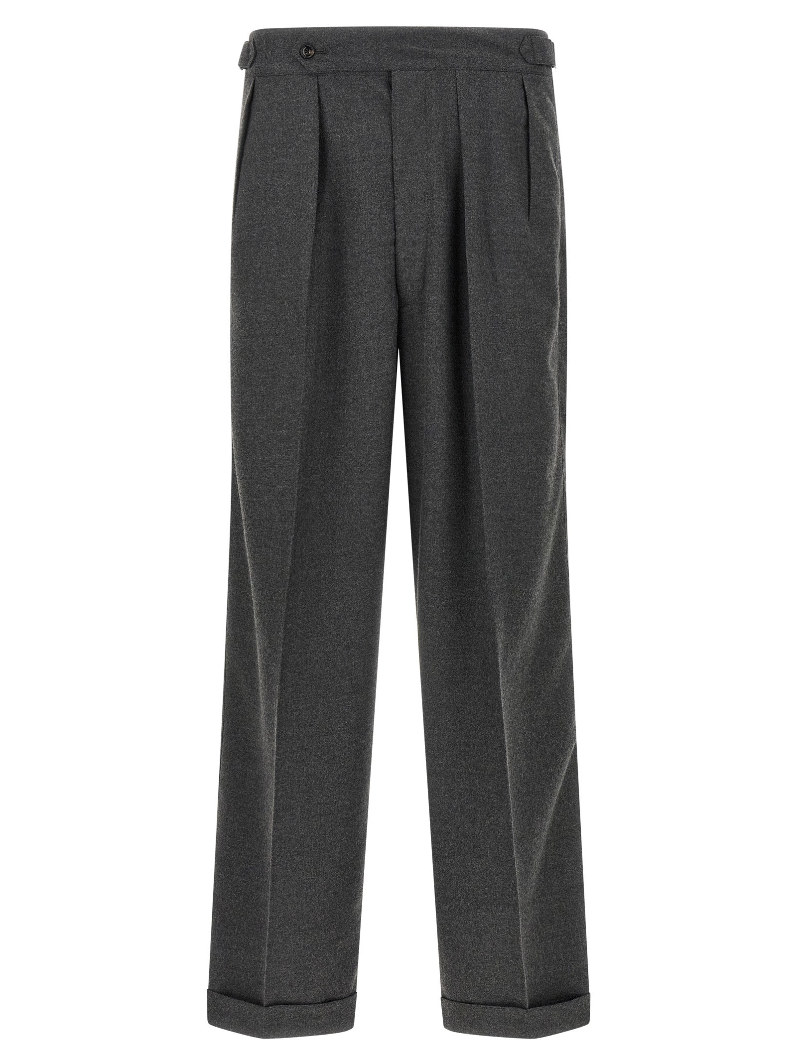 Gray Polyester Casual Pants