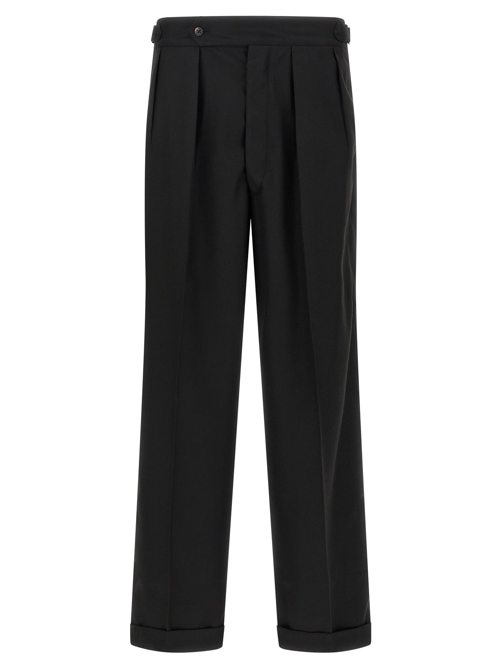 Black Polyester Casual Pants