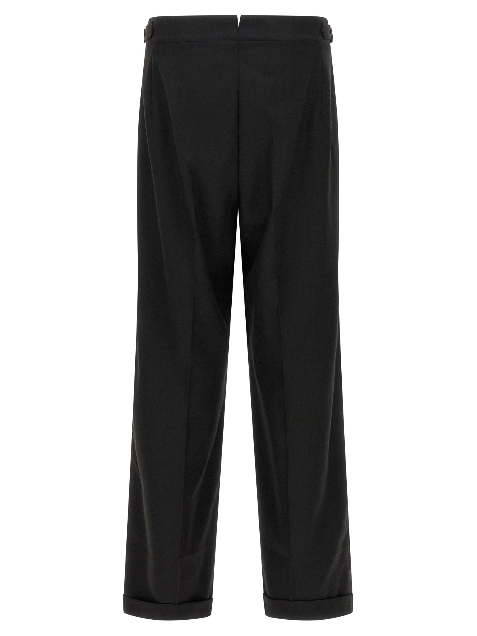 Black Polyester Casual Pants