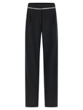 Black Virgin Wool Casual Pants