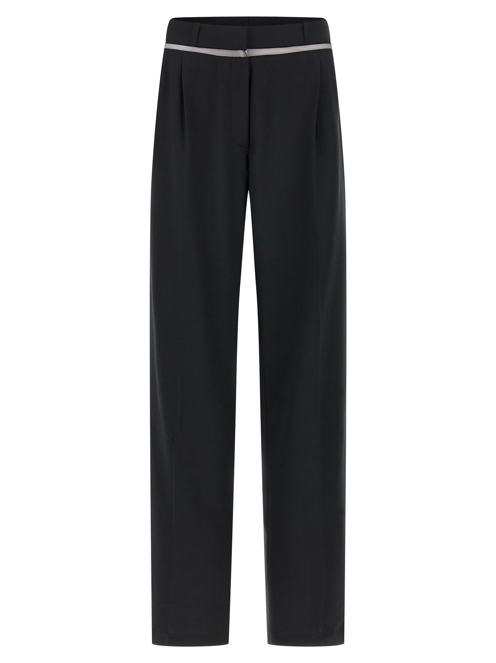 Black Virgin Wool Casual Pants