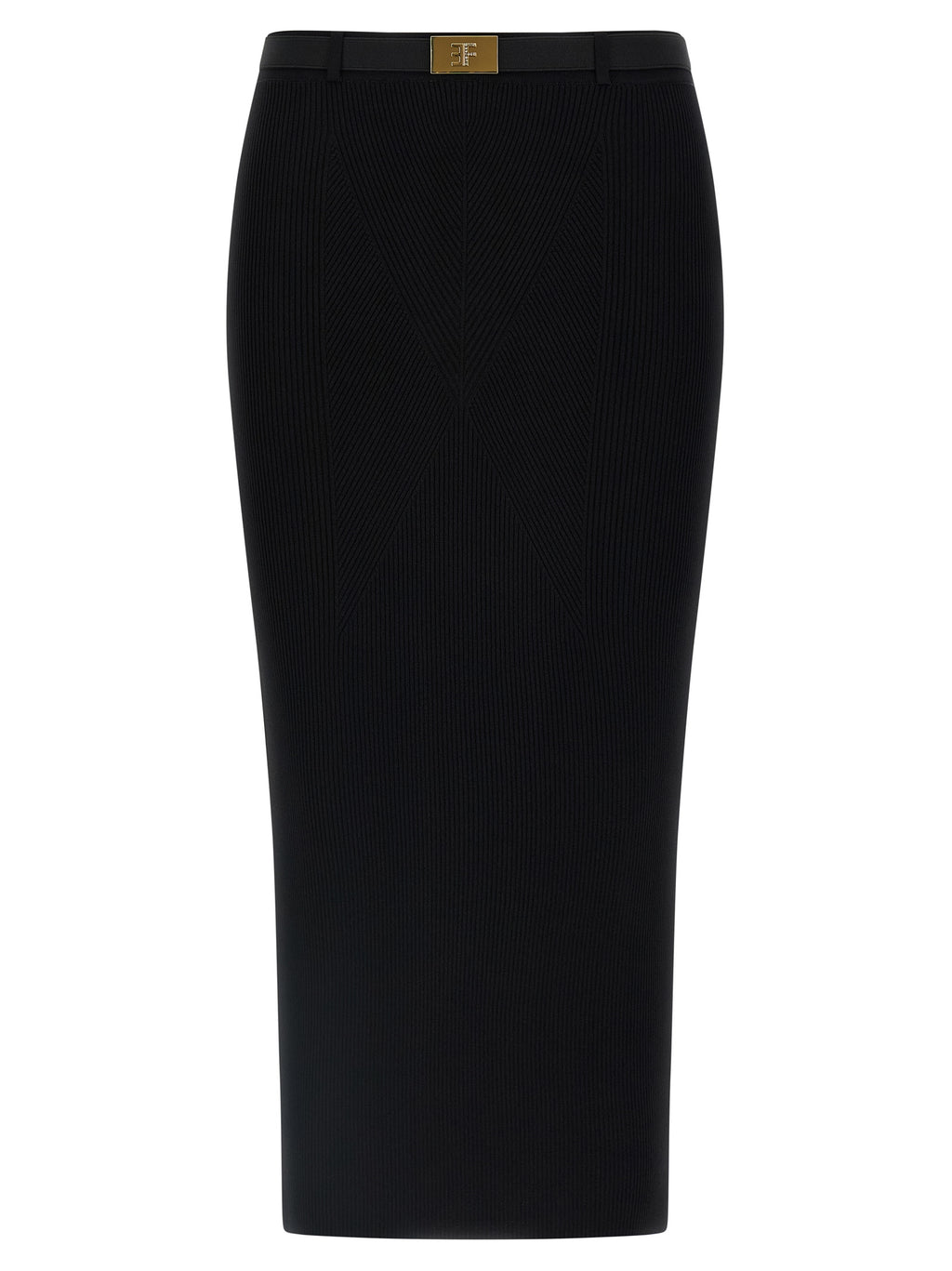Black Viscose Midi Skirt