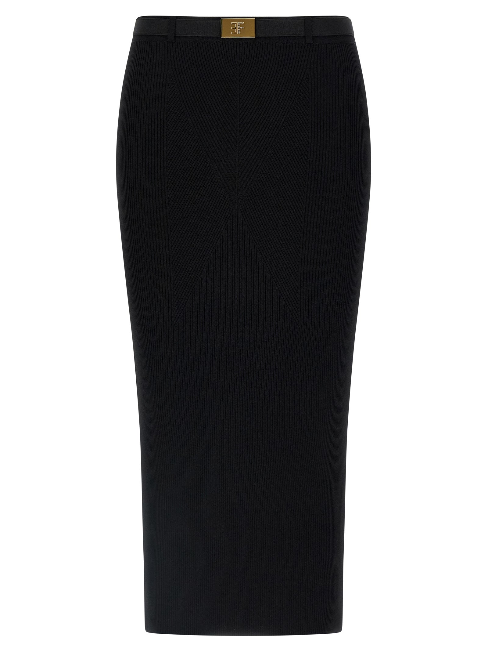 Black Viscose Midi Skirt