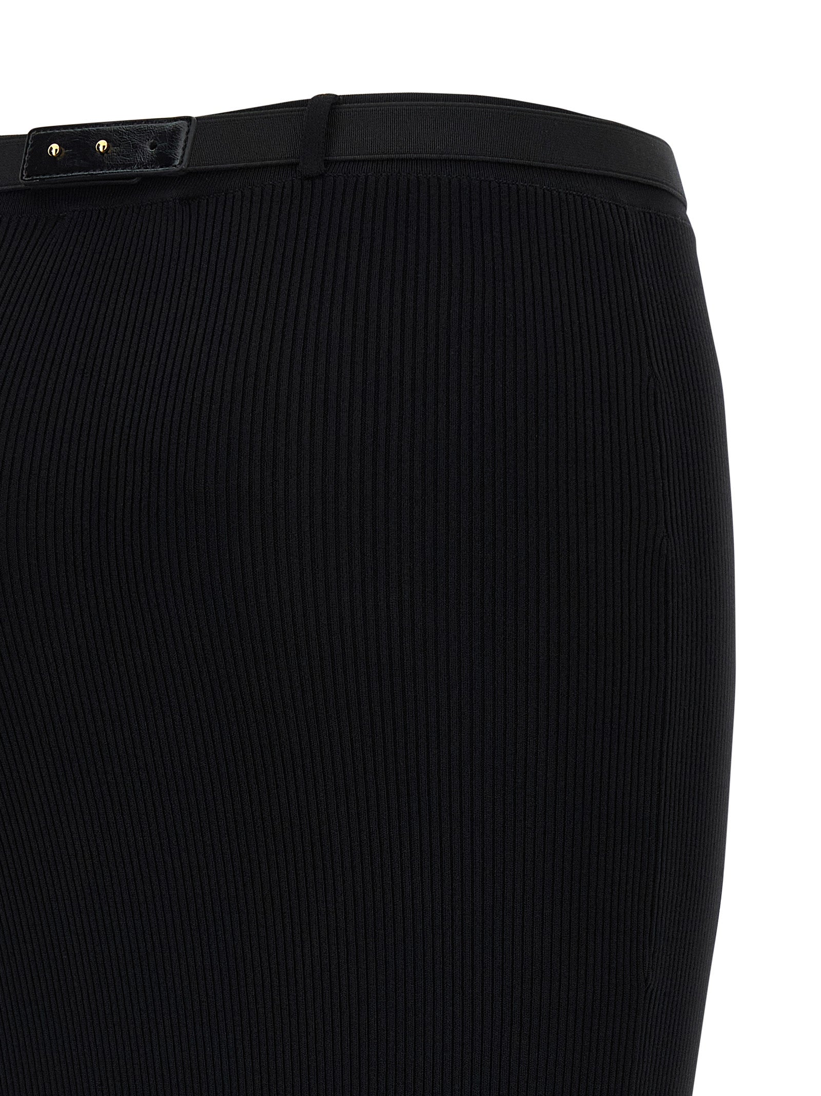 Black Viscose Midi Skirt