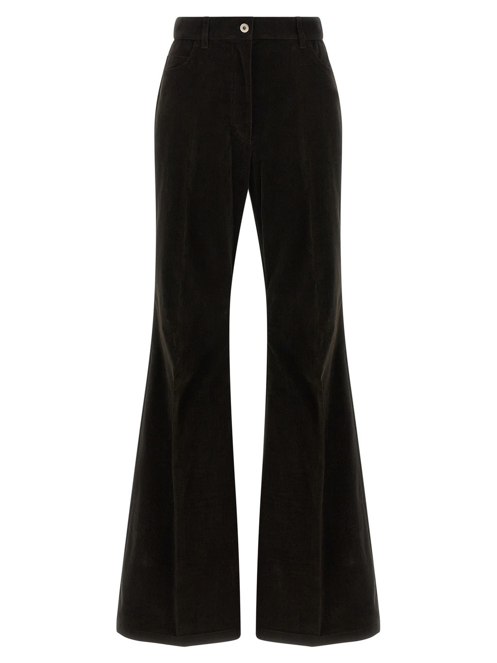 Brown Cotton Flared Pants