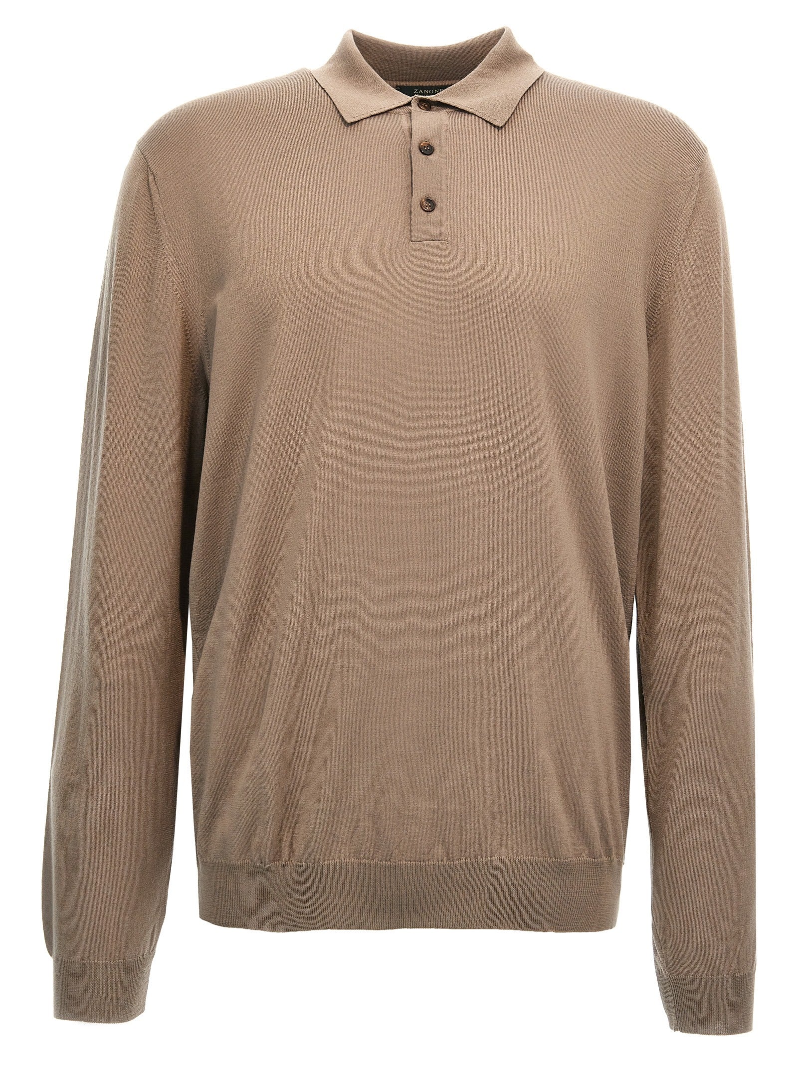 Beige Virgin Wool Polo Shirt