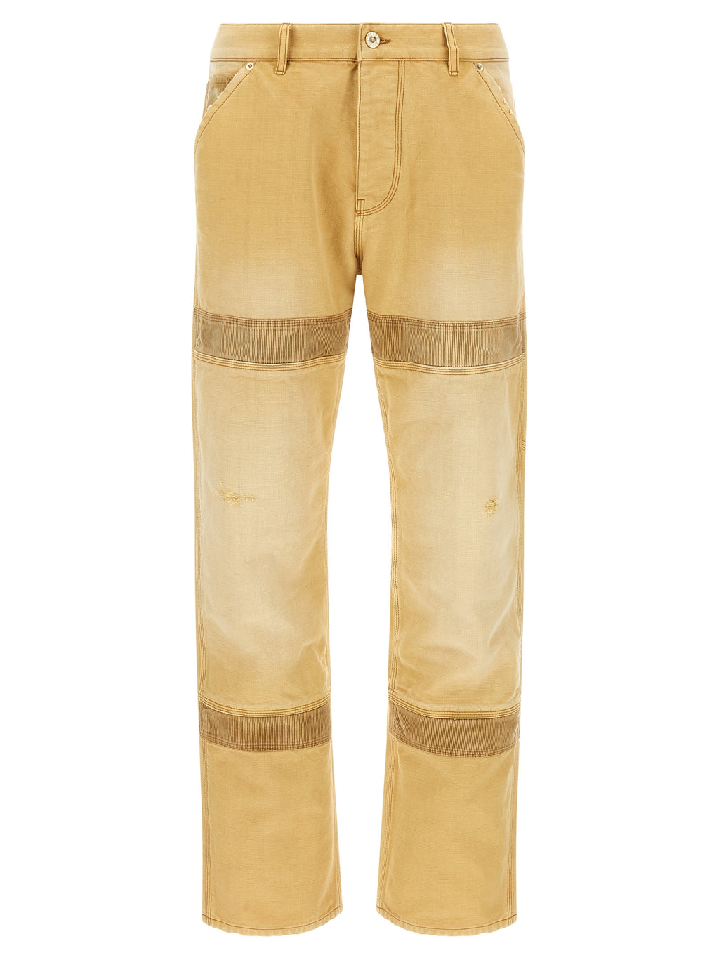 Beige Cotton Casual Pants