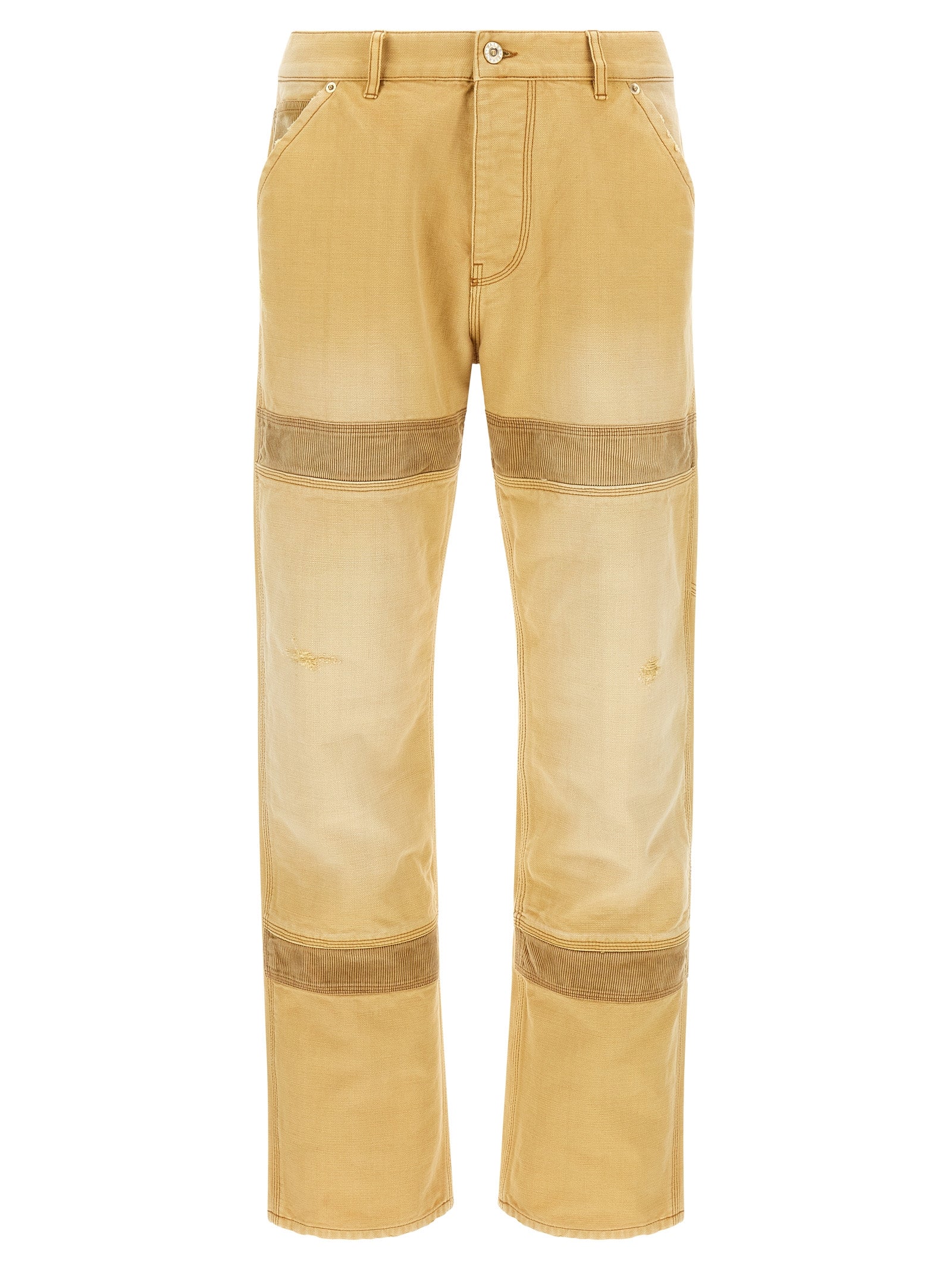 Beige Cotton Casual Pants