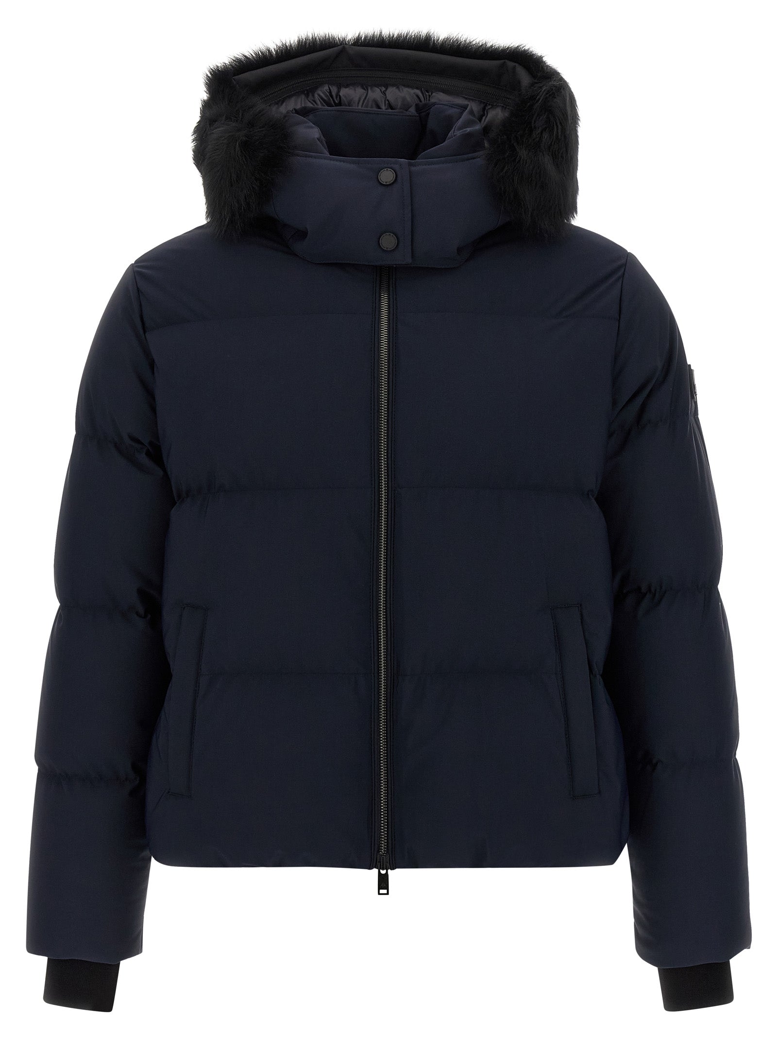 Blue Nylon Full-Length Jacket