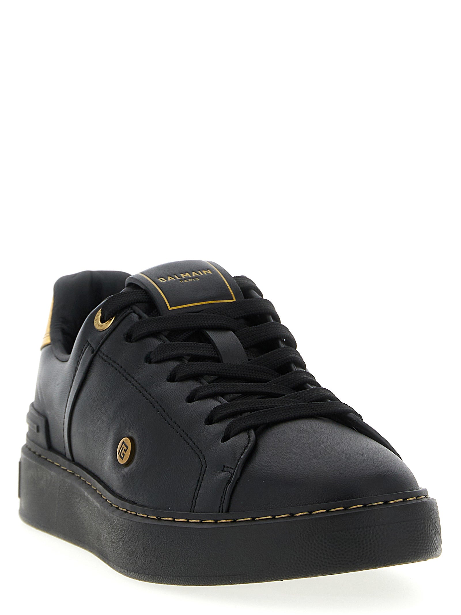 Black Lamb Leather Low Top Sneakers