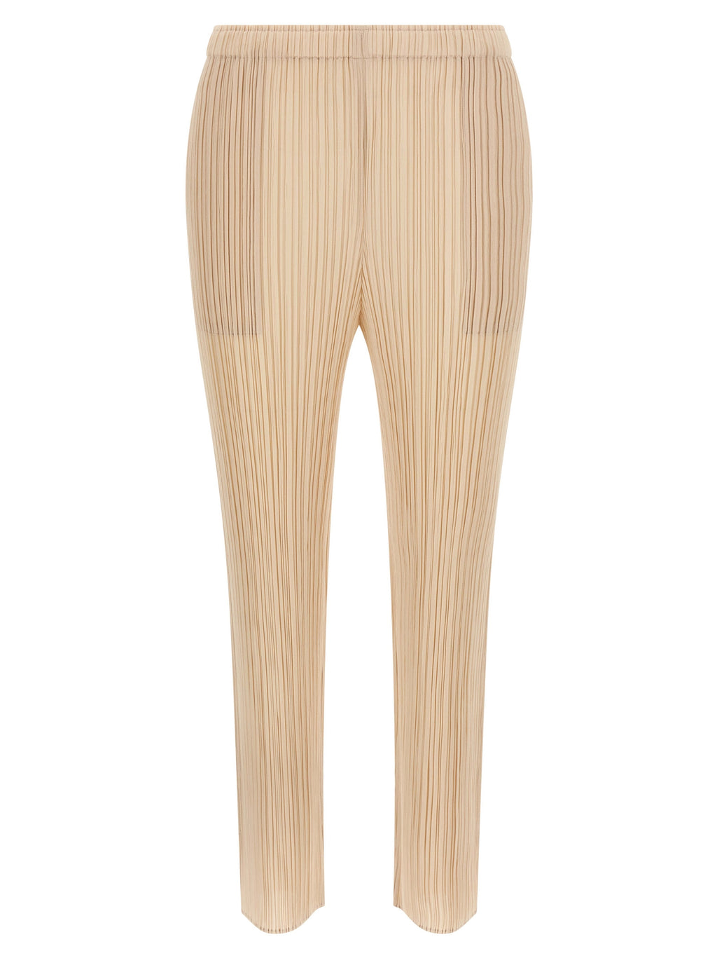 Beige Polyester Casual Pants