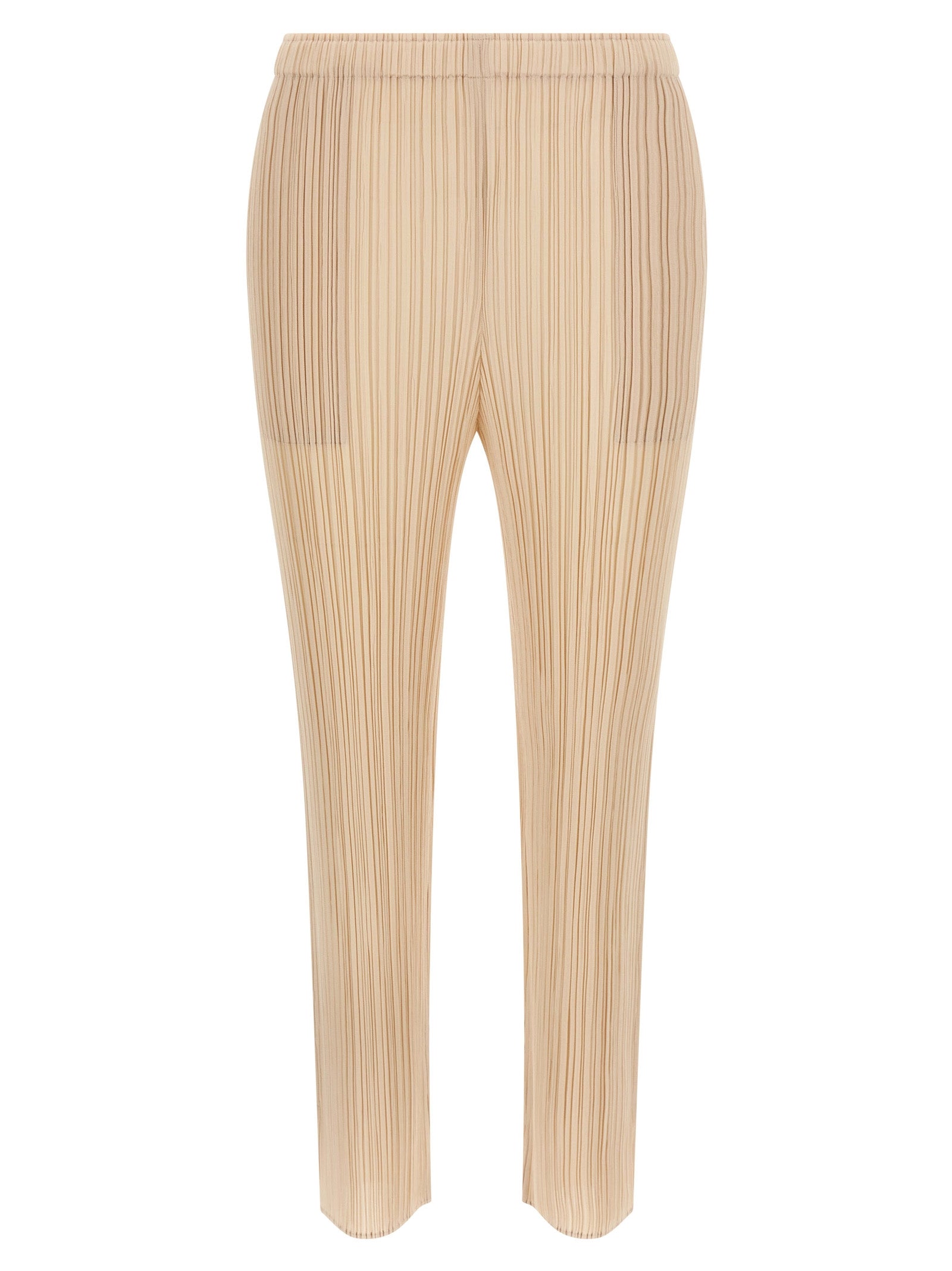 Beige Polyester Casual Pants