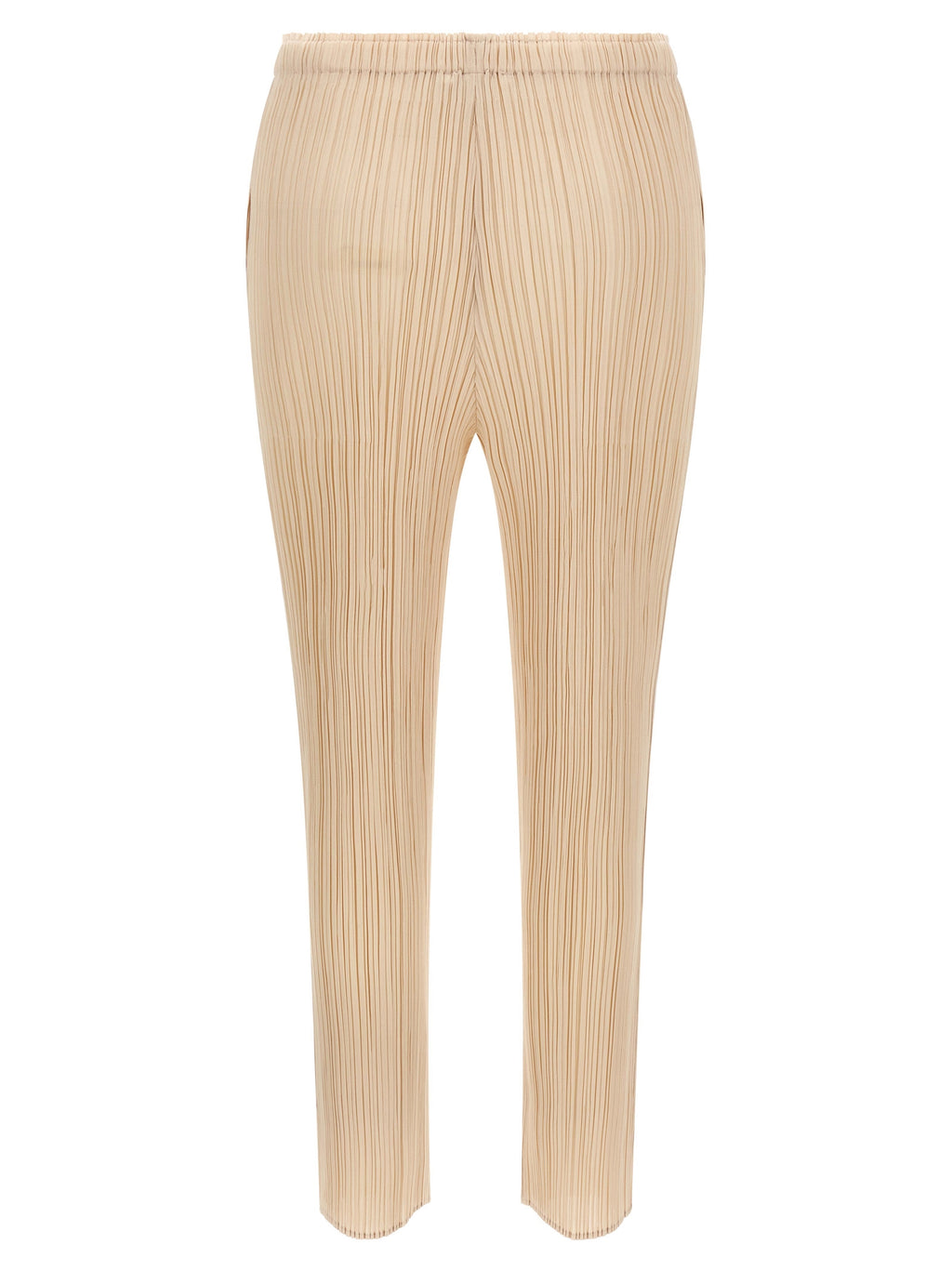 Beige Polyester Casual Pants