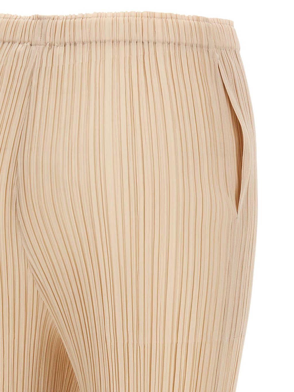 Beige Polyester Casual Pants