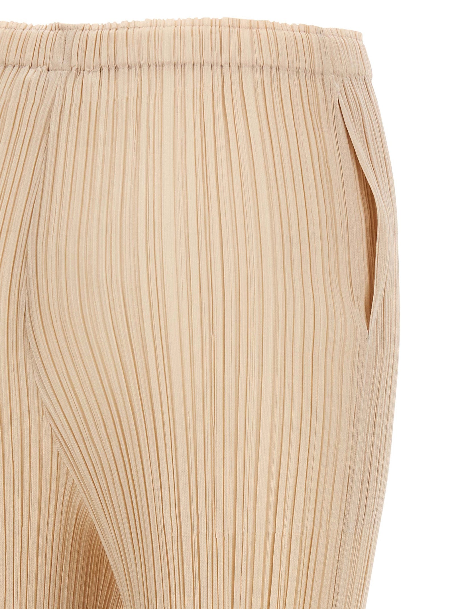 Beige Polyester Casual Pants