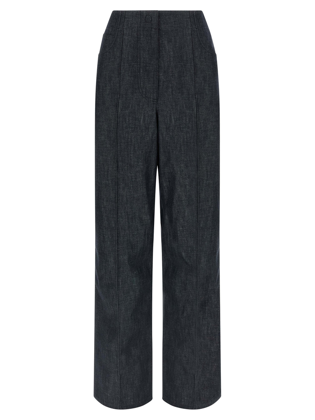 Blue Cotton High-Waisted Jean