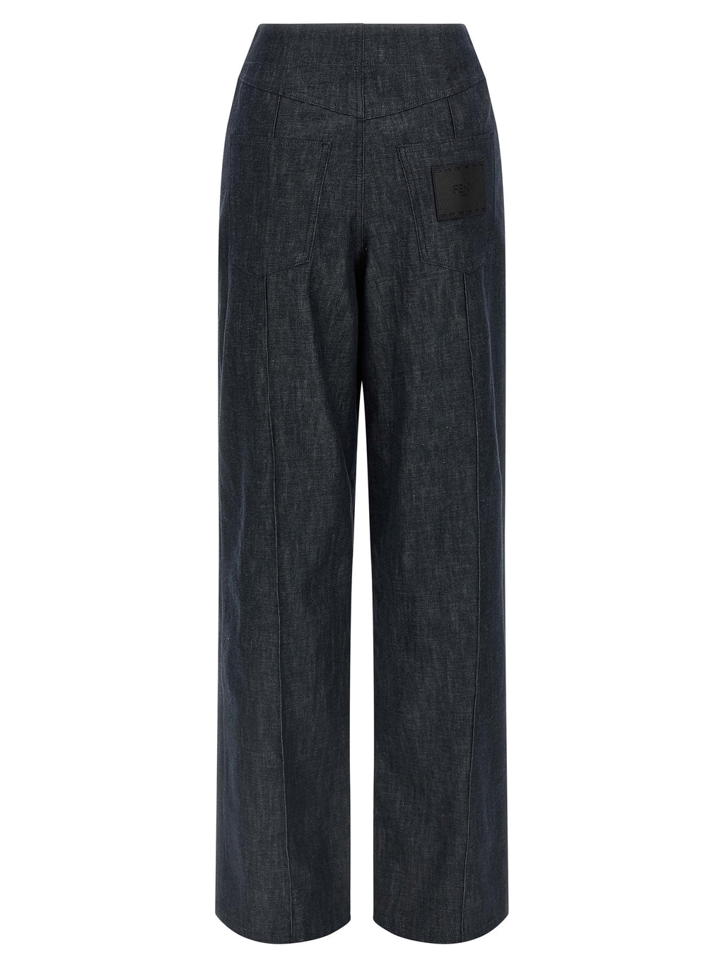 Blue Cotton High-Waisted Jean