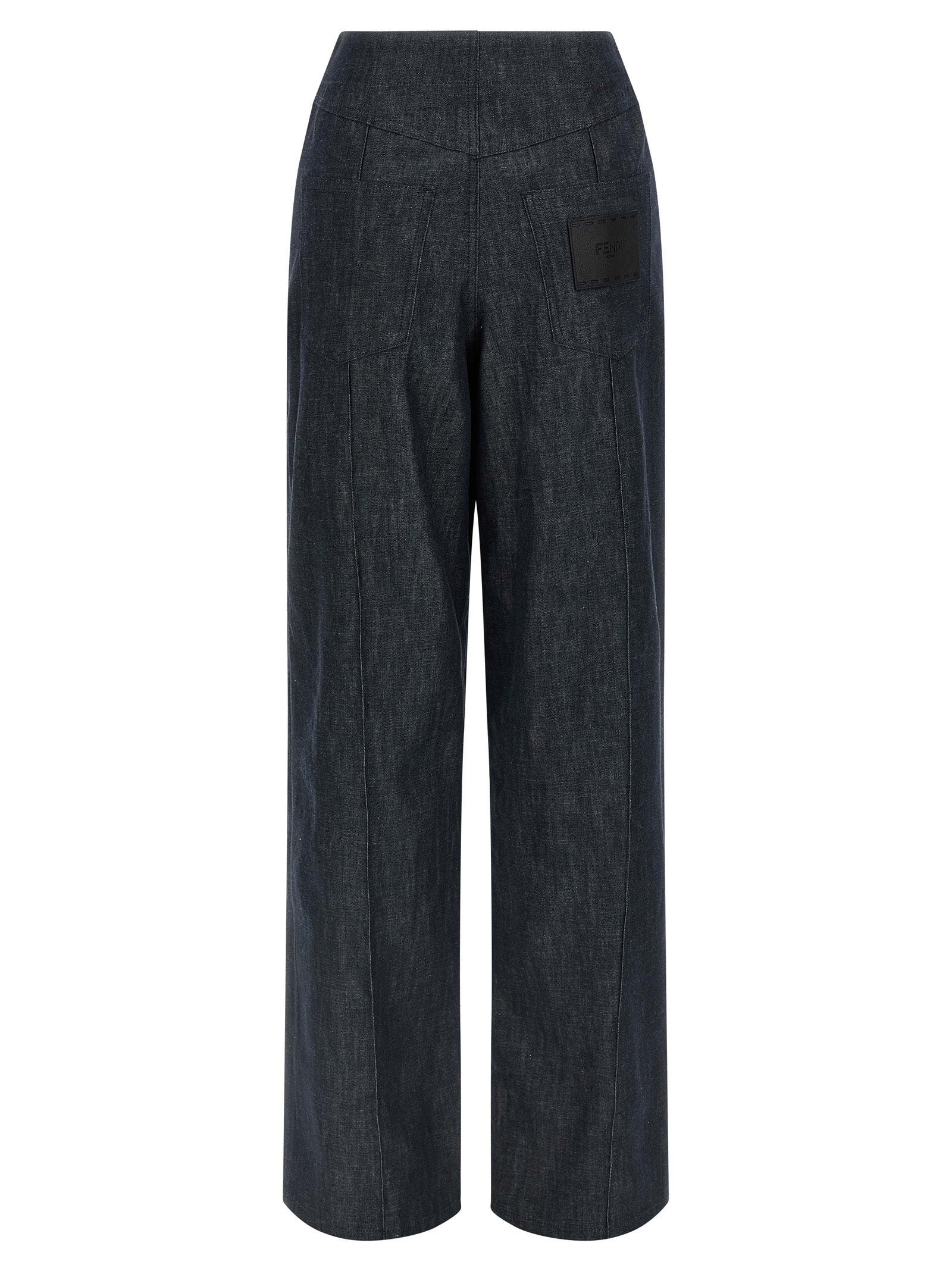 Blue Cotton High-Waisted Jean
