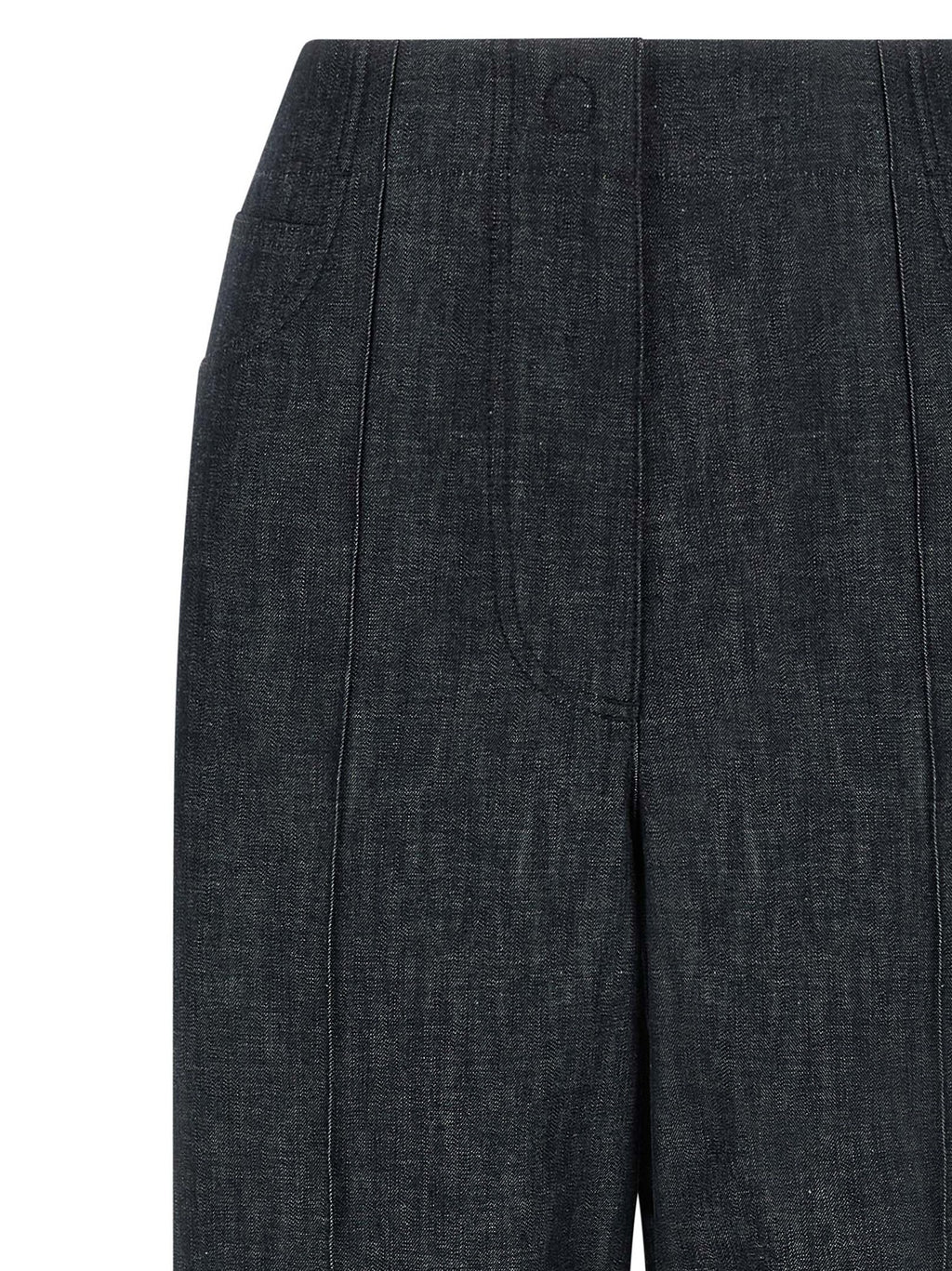 Blue Cotton High-Waisted Jean