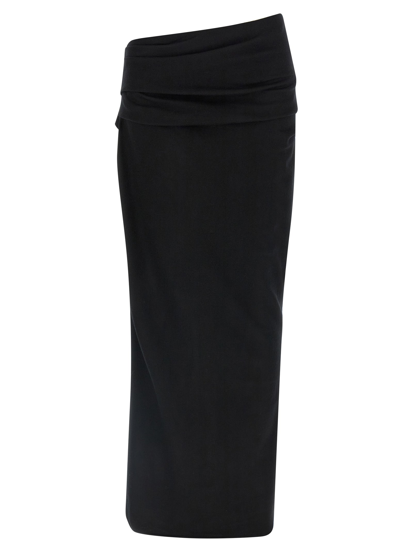 Black Wool Midi Skirt