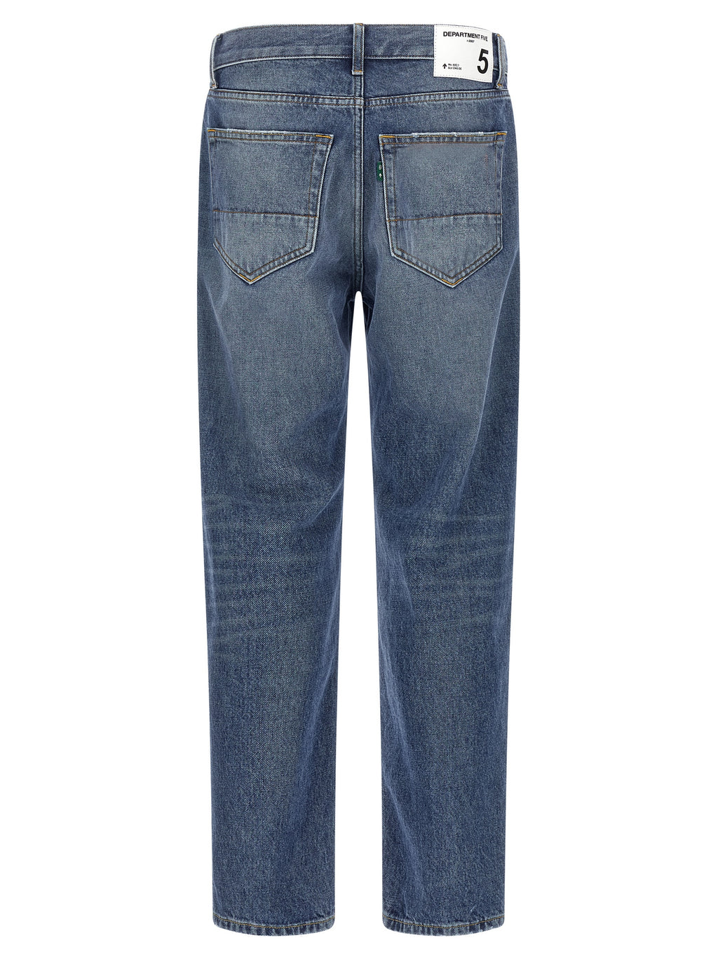 Blue Cotton Straight-Leg Jeans