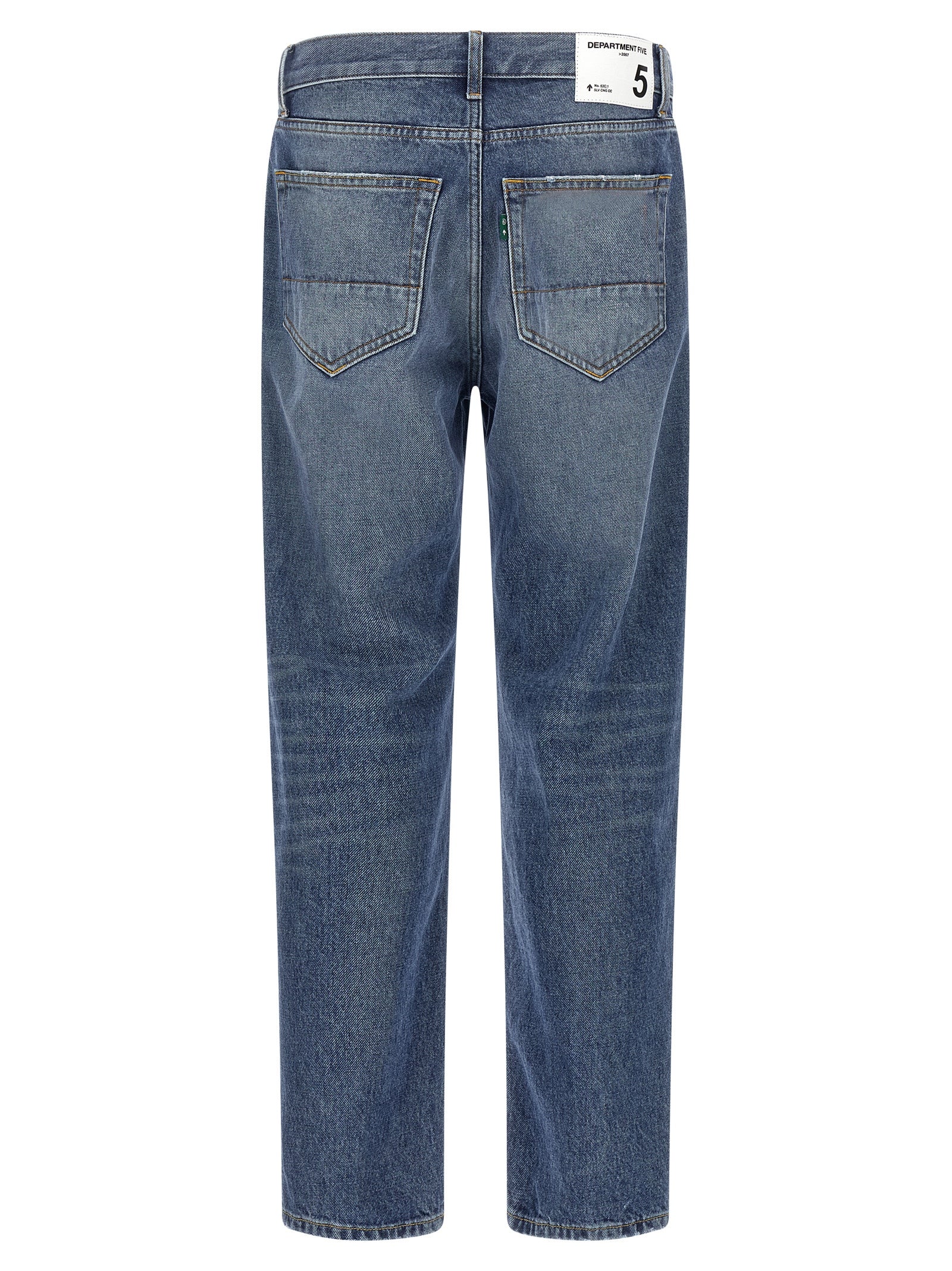 Blue Cotton Straight-Leg Jeans