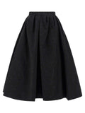 Black Cotton Midi Skirt