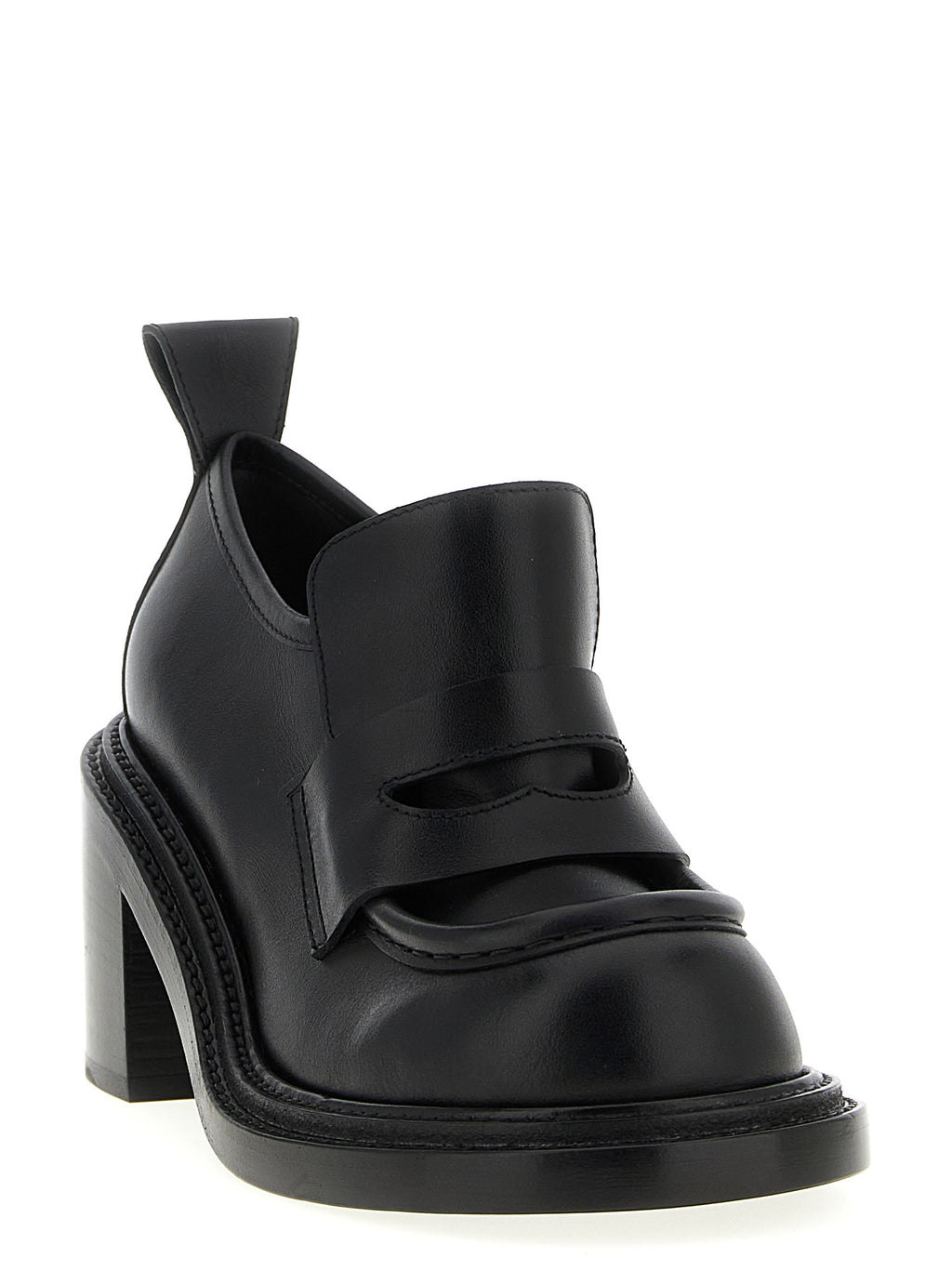 Black Leather Platform Loafers