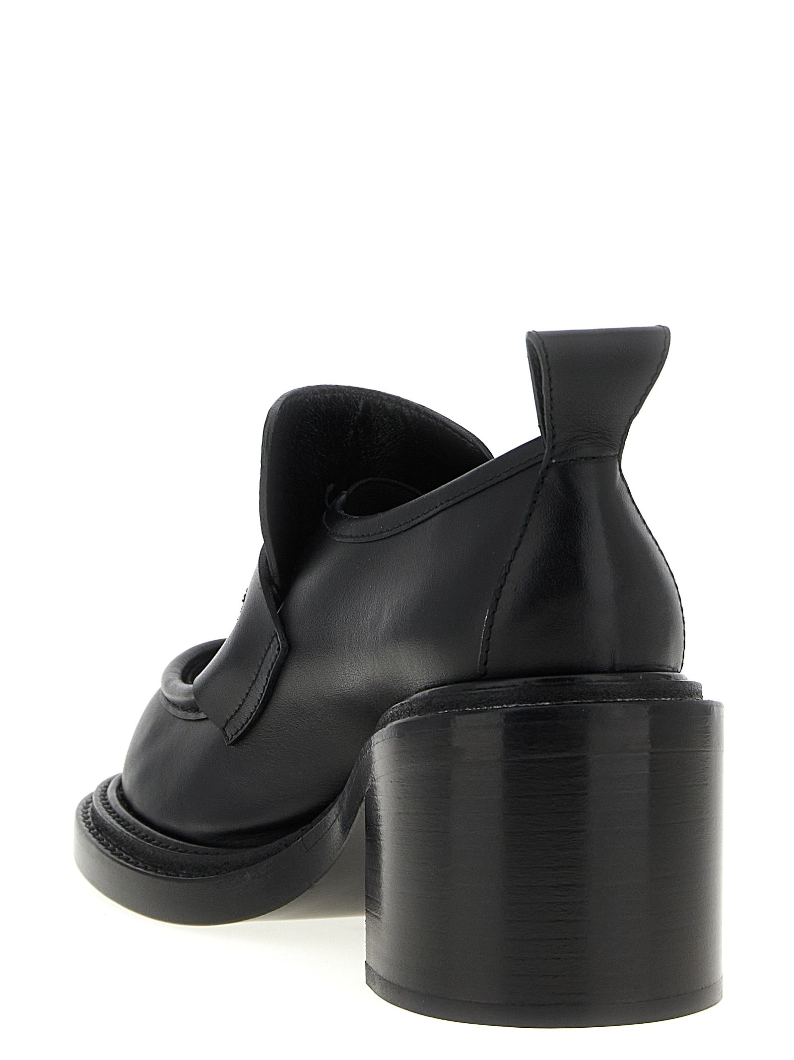 Black Leather Platform Loafers